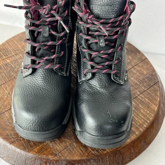 Wolverine Boots Womens 7.5M Piper Black Leather Work Safety Steel Toe Lace Up - Picture 8 of 14